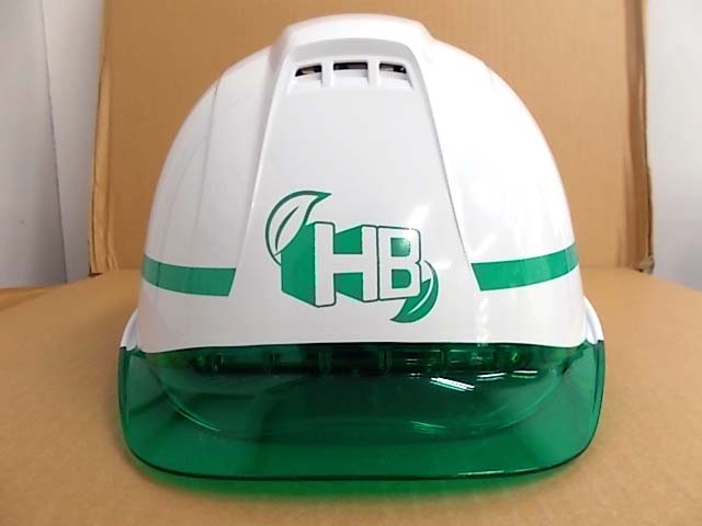 株式会社広島ブロック工業様のヘルメット加工実績