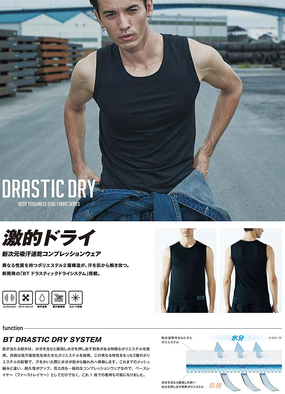 BT ドラスティックドライ ノースリーブ クルーネックシャツ