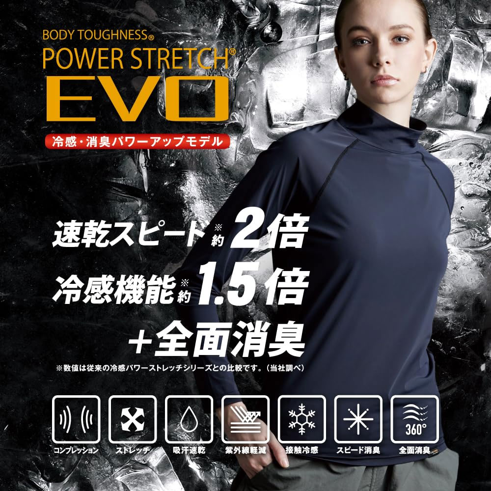 BT パワーストレッチ  COOL EVO ロングスリーブハイネックシャツ レディース