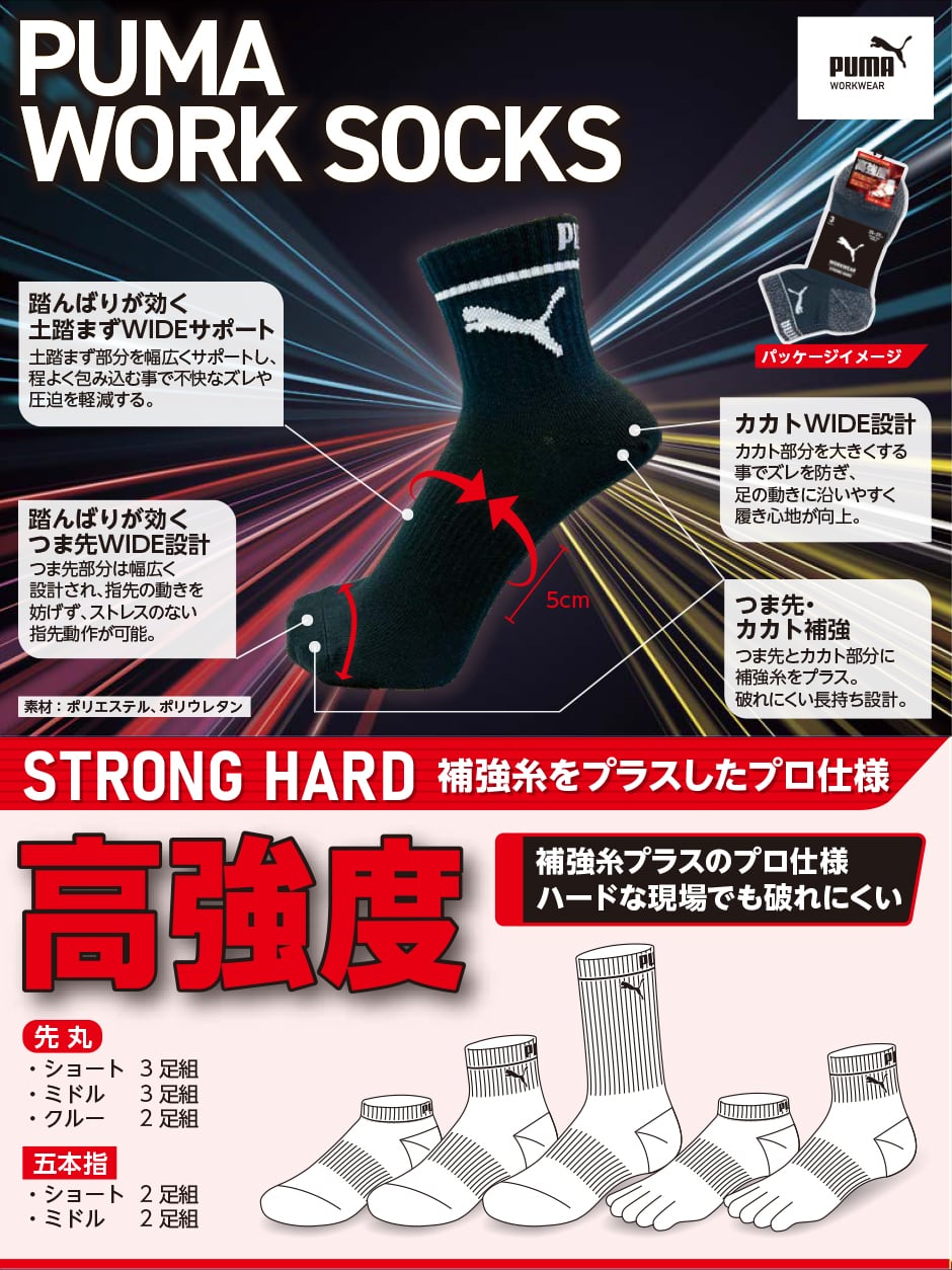 PUMA WORK SOCKS STRONG HARD 先丸
