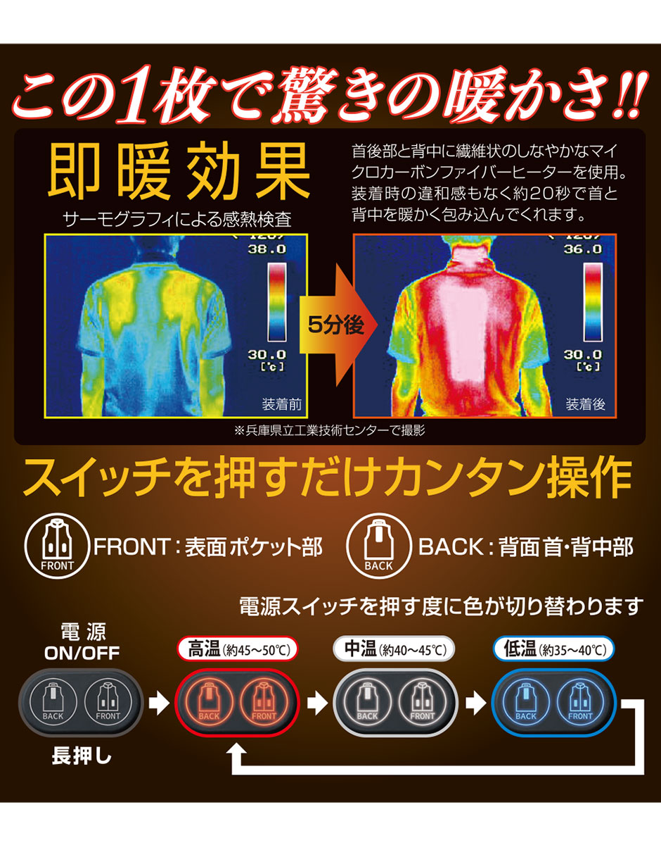 Wスイッチヒートベスト バッテリーセット