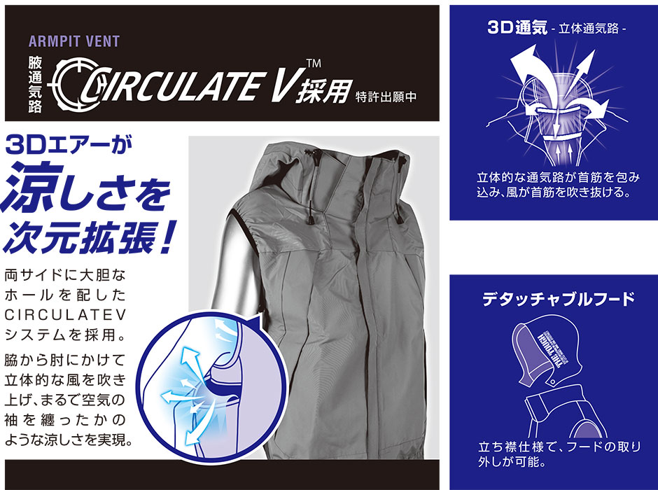 The tough 空調風神服チタンフードベスト(ファン無し) 