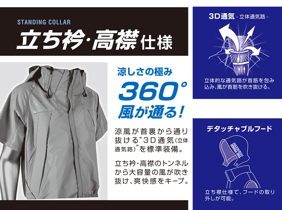 The tough 空調風神服チタンフード半袖ブルゾン(ファン無し) 