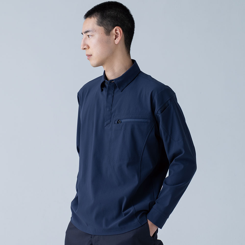 ES DEOトリコットロングスリーブポロシャツ