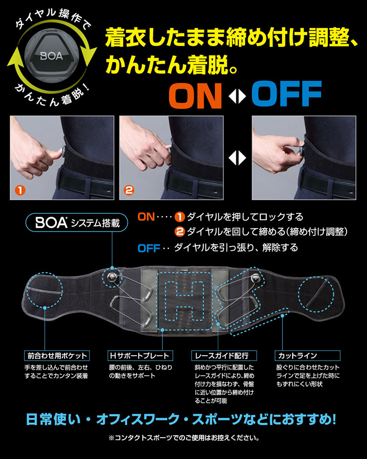 BOA搭載 ダイヤル調整腰サポーター