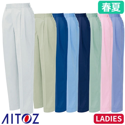 AZ-5323 レディースシャーリングパンツ（2タック）