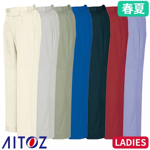 AZ-6573 レディースシャーリングパンツ（1タック）