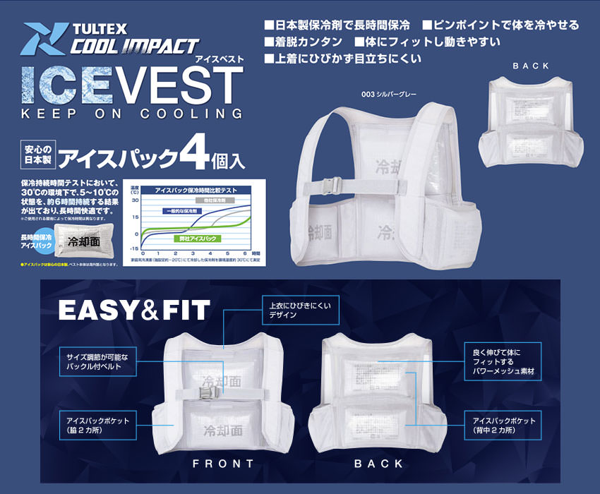 TULTEX 熱中症対策 アイスベスト(アイスパック4個付)