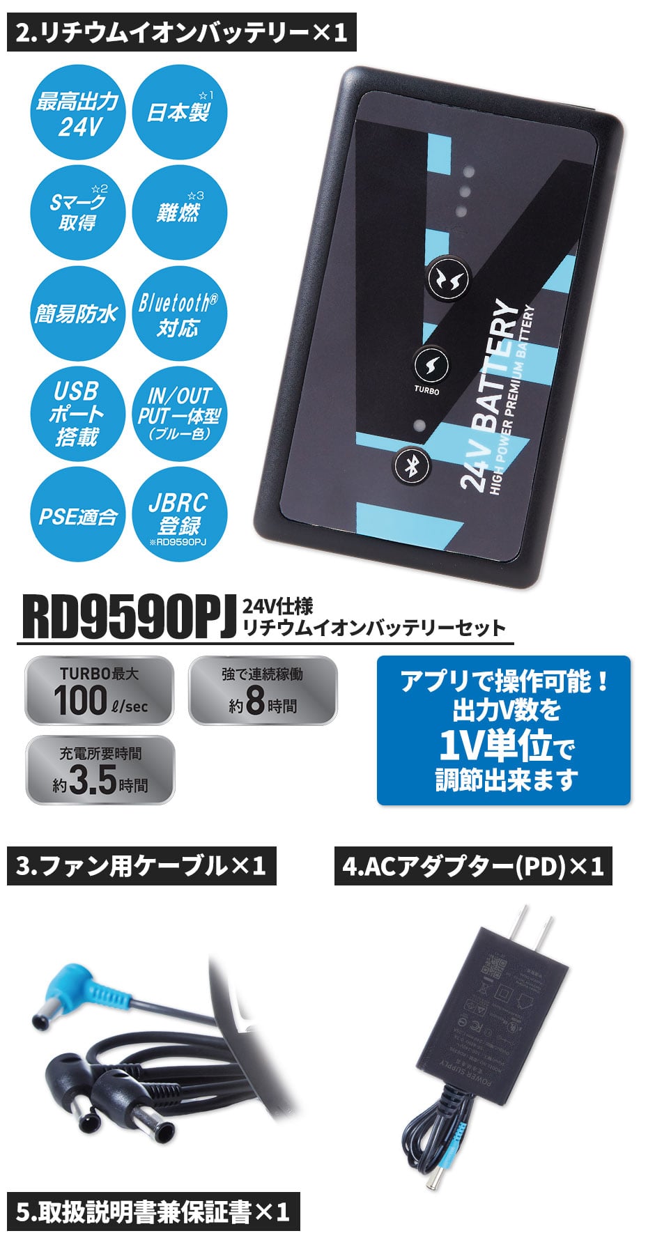 EFウェア用 2025年モデル ななめファン バッテリーセット RD9410PH RD9590PJ
