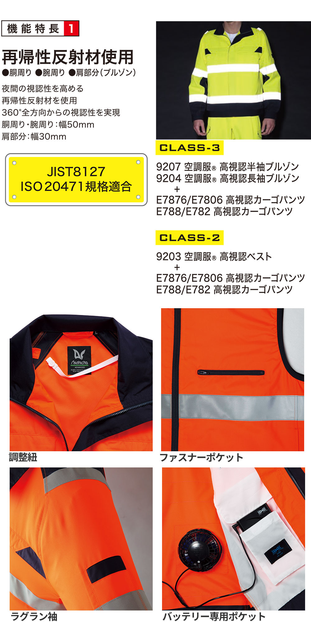 空調服高視認半袖ブルゾン