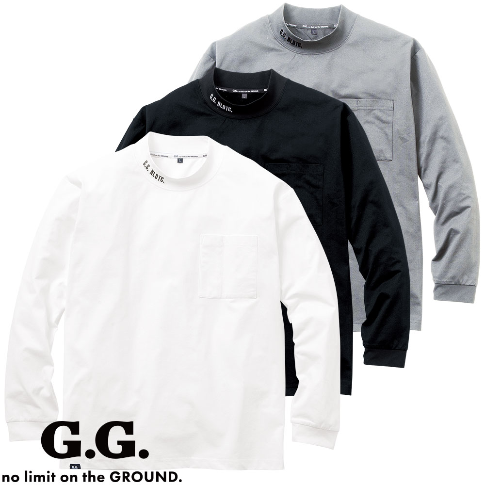 7595-54 G.G. 長袖Tシャツ（モックネック、胸ポケット有）