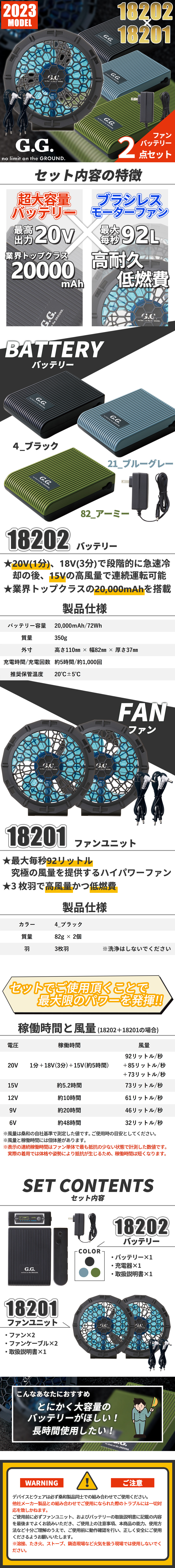 EFウェア用 2023年モデル ファン バッテリーセット 18202 18201