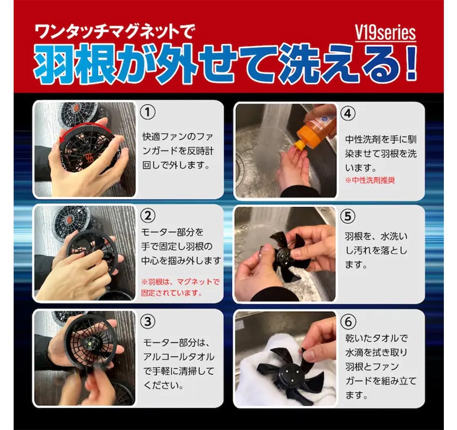 快適ウェア用ファン羽根 V19/V28 2025年モデル