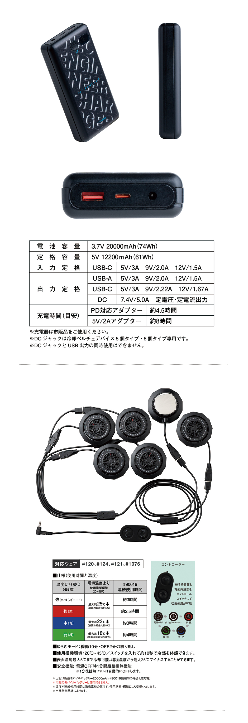 冷却ペルチェ専用 長袖フリージングコールドジャケット＆デバイス・バッテリーセット