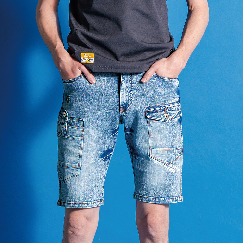 接触冷感ストレッチデニムハーフパンツ