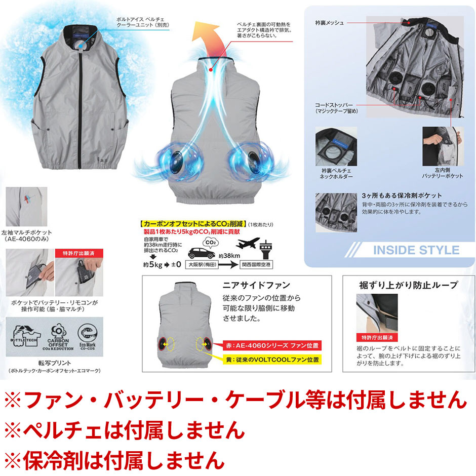VOLT COOL エコ ボルトクール 日傘遮熱 ベスト（ペルチェネックホルダー付・ファン無し）2025年モデル