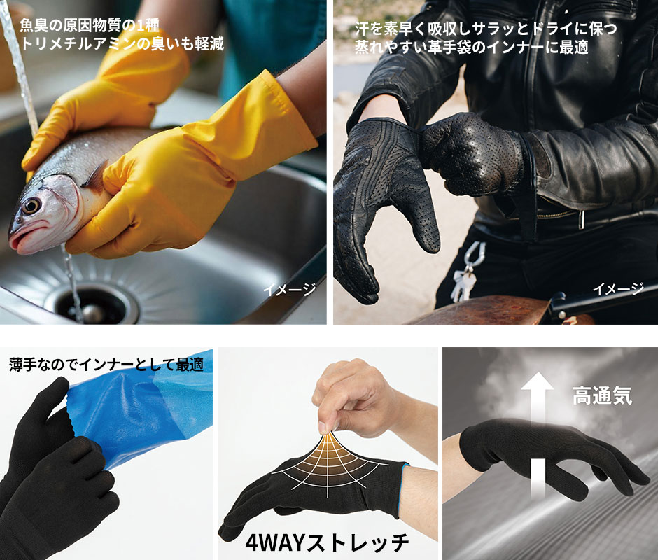 ニオイクリア インナー手袋 5双組（10枚）