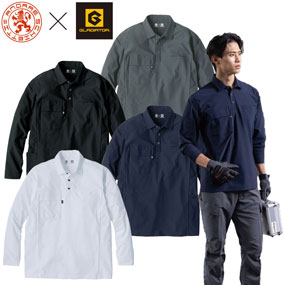 AG-3188 ANDARE SCHIETTI×GLADIATOR ファントムドッツ冷感DRYサイドポケット長袖ポロシャツ