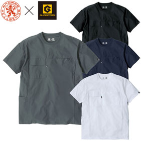 AG-3177 ANDARE SCHIETTI×GLADIATOR ファントムドッツ冷感DRYサイドポケット半袖Tシャツ