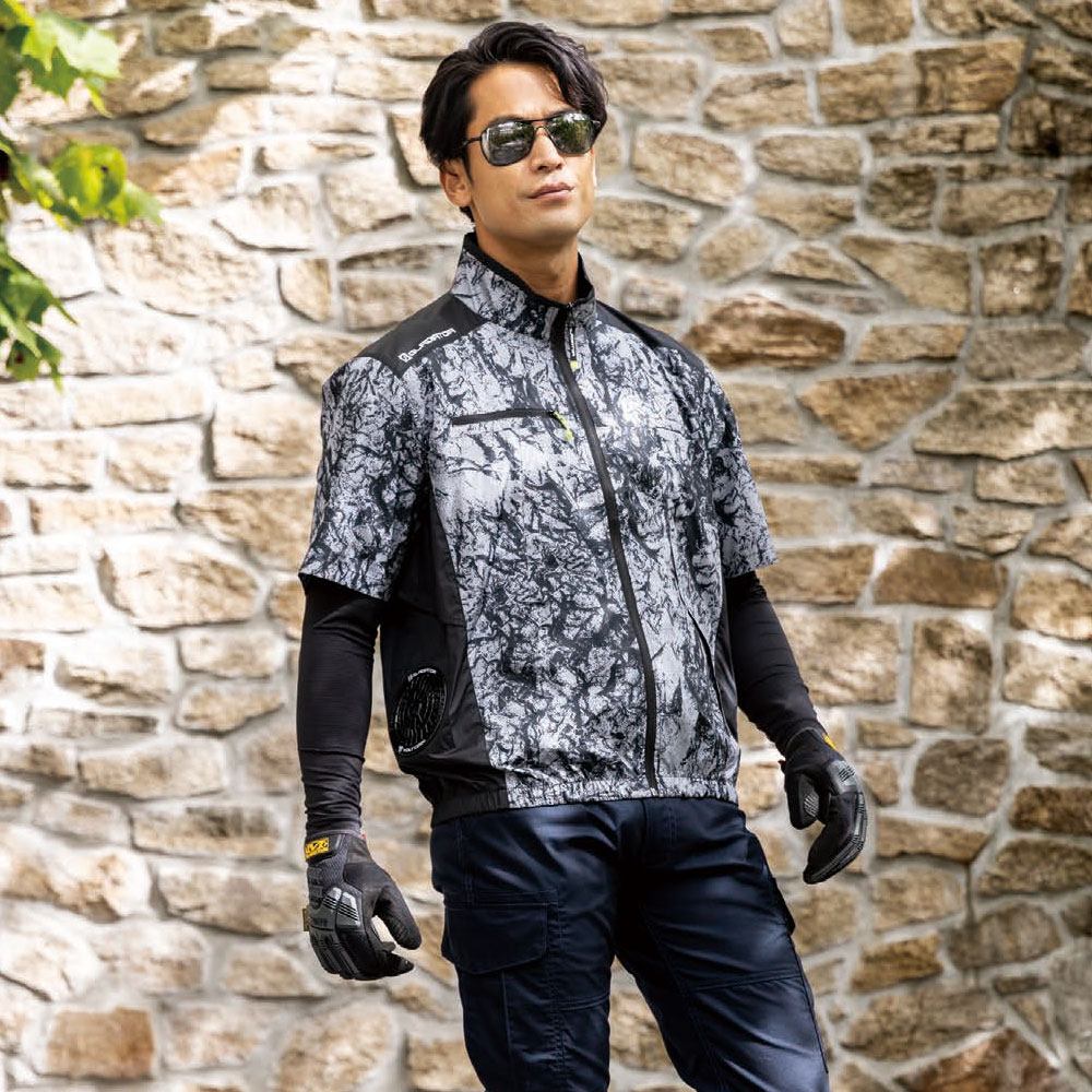 VOLTCOOL ボルトクール 日傘遮熱 半袖ブルゾン(ファン無し)ペルチェネックホルダー付 サイドファン