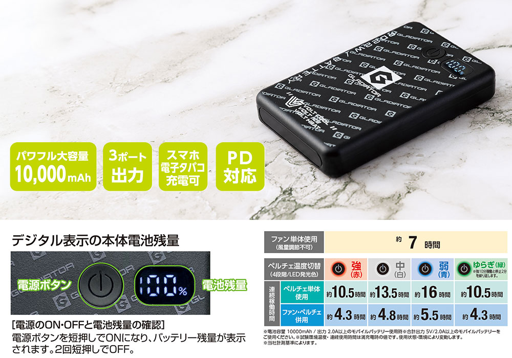 VOLT ICE ボルトアイス モバイルバッテリー 10000mAh（手のひらサイズ＆PD充電対応）