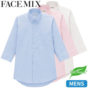 FB5056M メンズレギュラーカラー七分袖シャツ