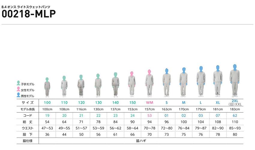 8.4oz ライトスウェットパンツ 100～150