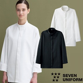 BA1151 コックコート長袖 バンドカラー