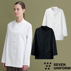 BA1153 コックコート長袖 ノーカラー
