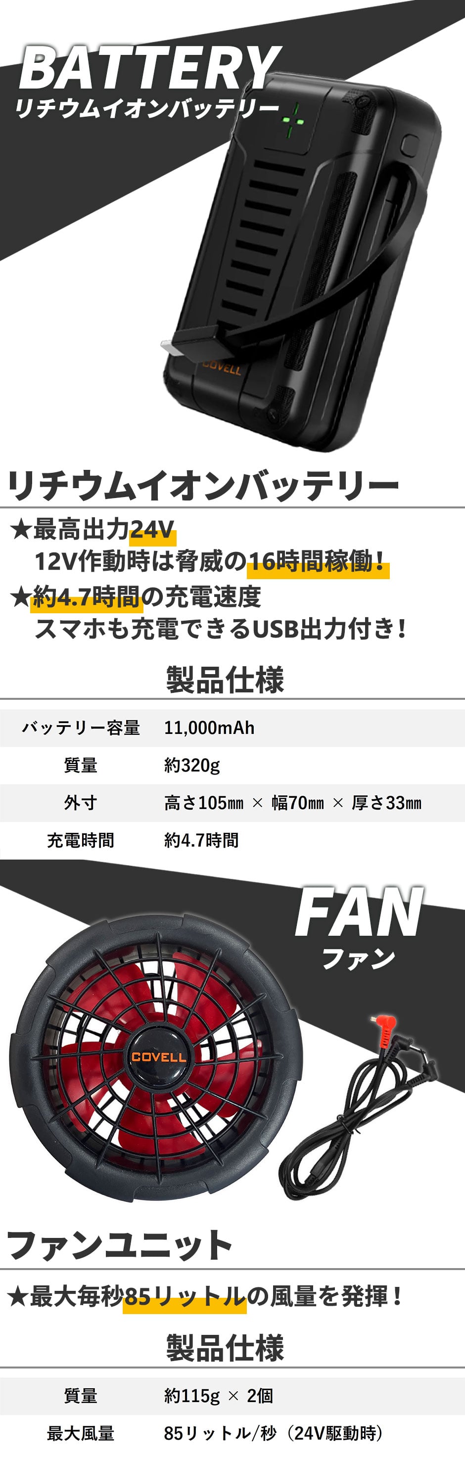 バッテリー&ファン付きセット 24V仕様 2025年モデル