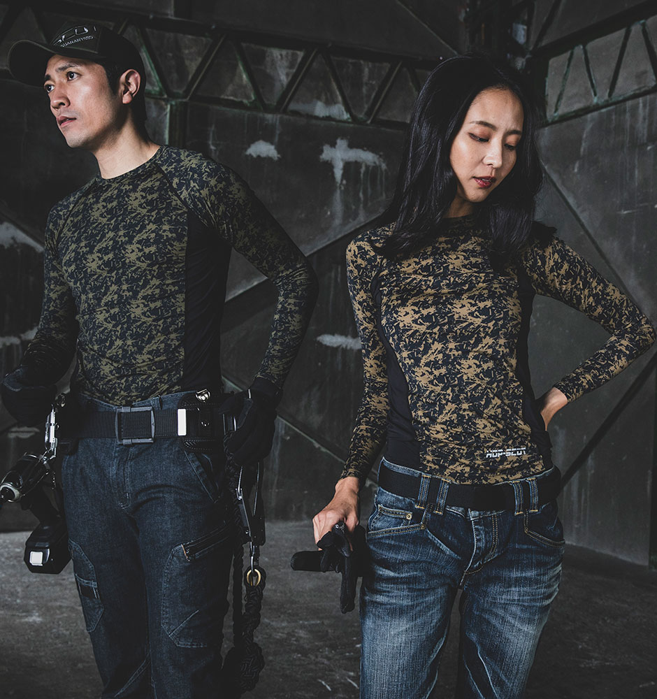 HOP-SCOT 吸汗速乾カモフラコンプレッション・ロングスリーブ