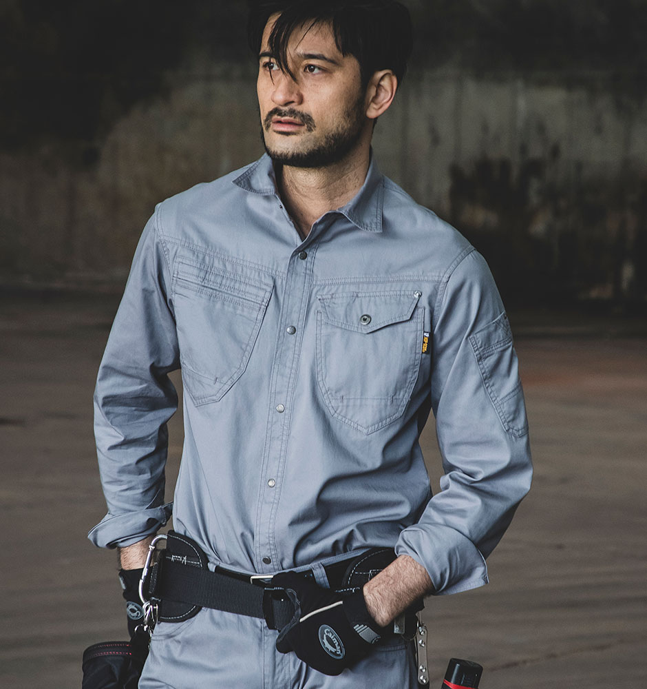 HOP-SCOT 綿100%長袖シャツ（薄手）4.7oz