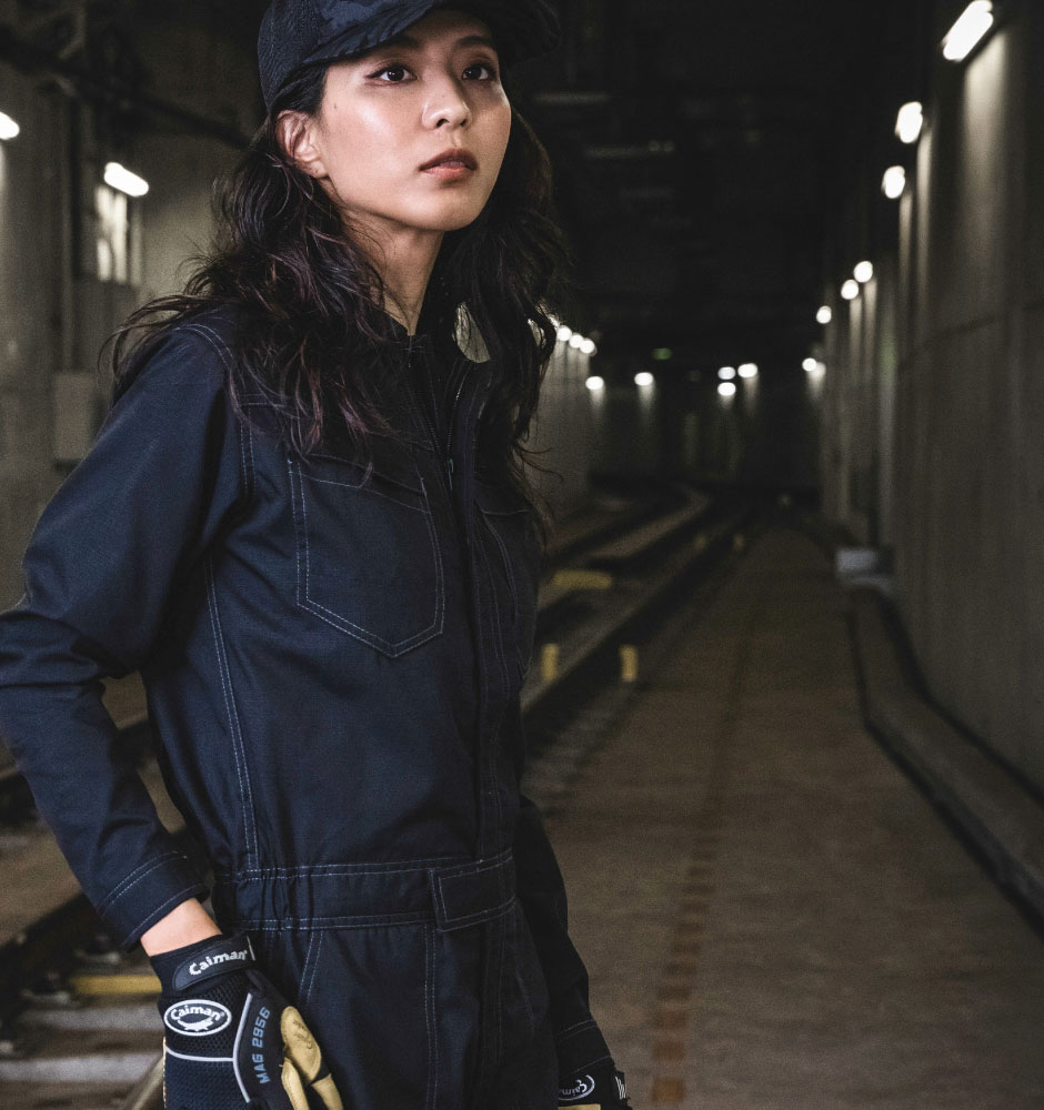 HOP-SCOT コスパリップストップレディース長袖ツナギ 5.6oz