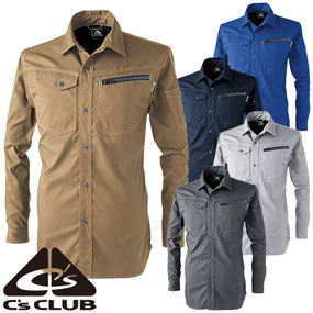 2901 C's CLUB ドビーストレッチT/C 長袖シャツ（薄手）5.2oz