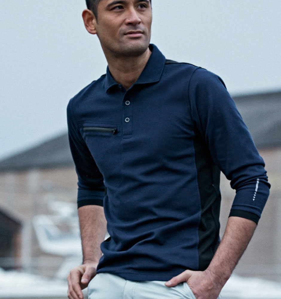 C's CLUB リフレクション長袖ポロシャツ