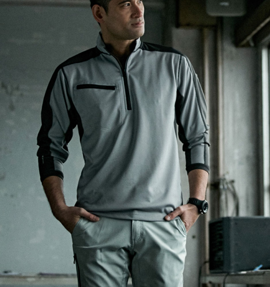 C's CLUB リフレクションZIP 長袖ポロシャツ