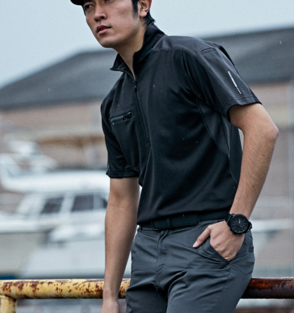 C's CLUB リフレクションZIP 半袖ポロシャツ