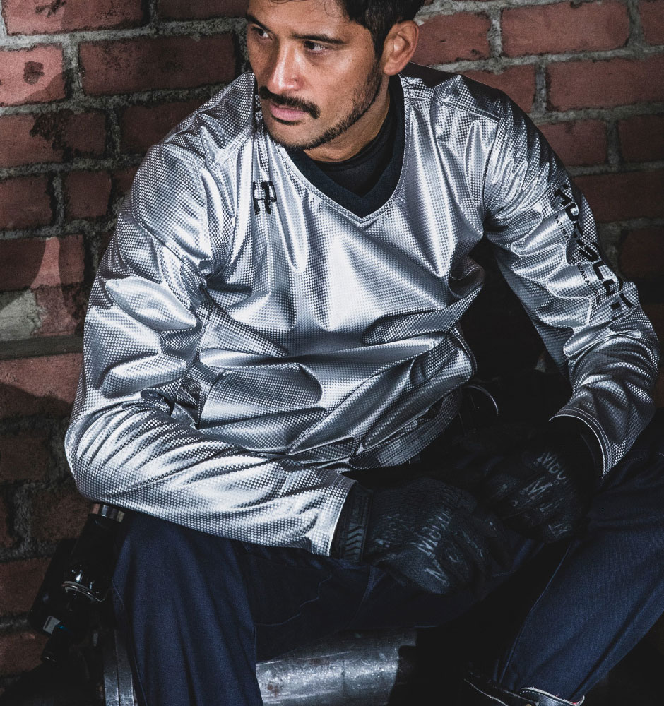 HOP-SCOT フレクシーヒート PUアルミ 防風ストレッチシャツ 5.3oz