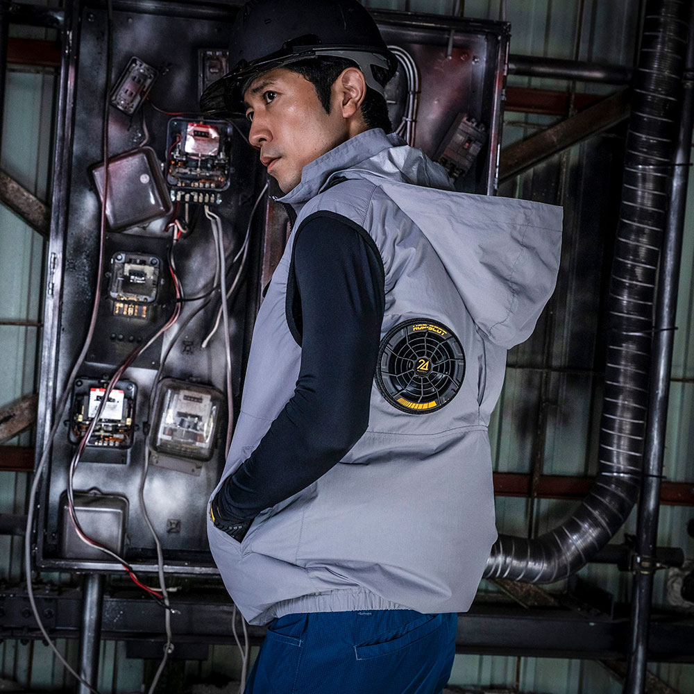 HOP-SCOT WZ 遮熱チタンベスト（ファン無し）フード脱着式 ハイバック仕様 フルハーネス対応