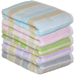 FP426601、FP426602、FP426604、FP426605、FP426629 フェイスタオル めちゃふわストライプ