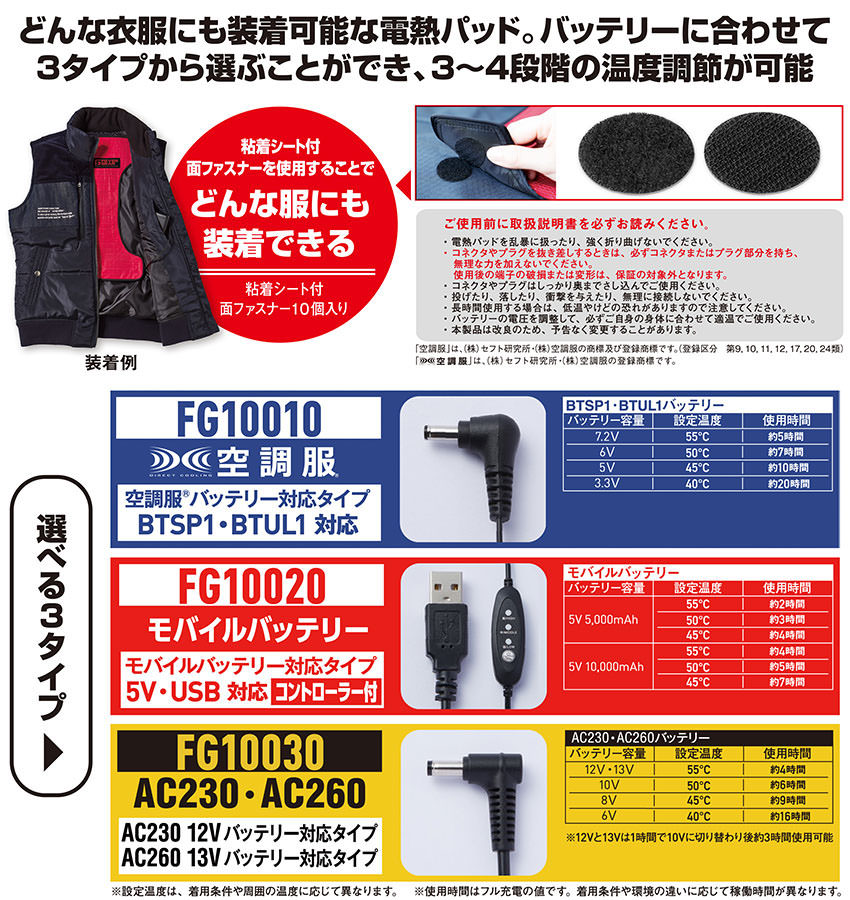 FEVER GEAR 電熱パッド（AC230・AC260バッテリー対応）