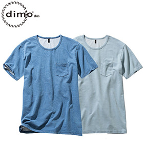 D408 ニットデニムクルーネックTシャツ